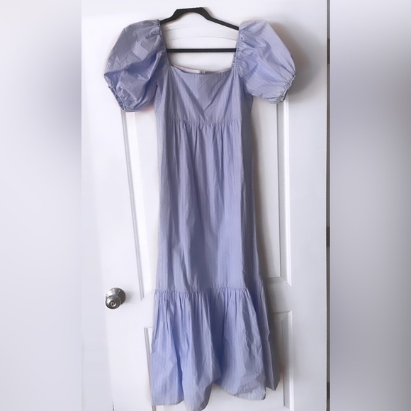 RACHEL ROY Light Blue Woven Puff Sleeve Square Neck Maxi Dress - Picture 1 of 8